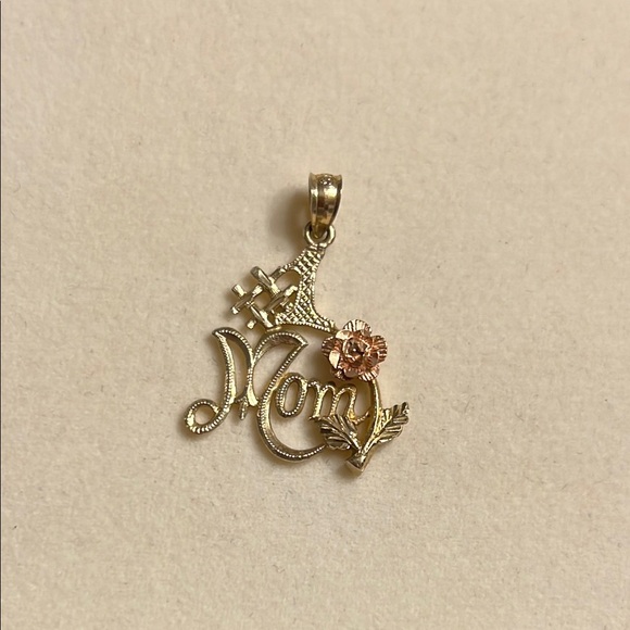 Jewelry - VINTAGE Black Hills 10K Two Tone Gold Pendant #1 Mom Rose Steam Hallmarked